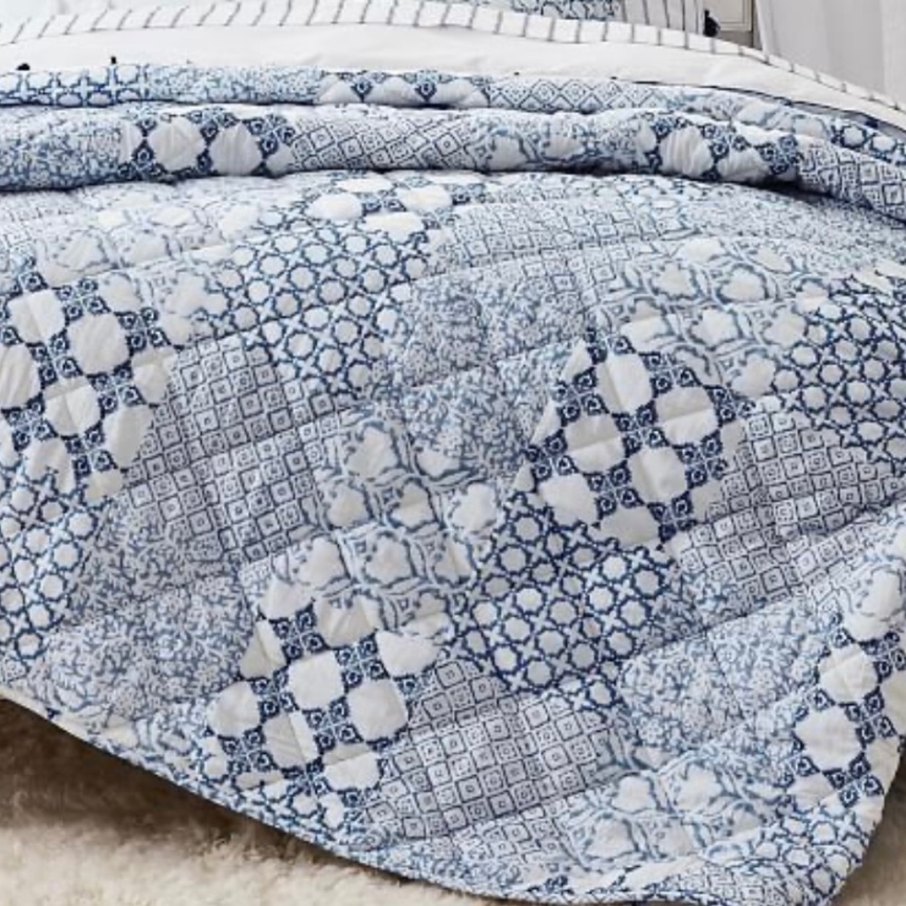 NWOT Pottery Barn Evelyn  Twin Quilt and Sham